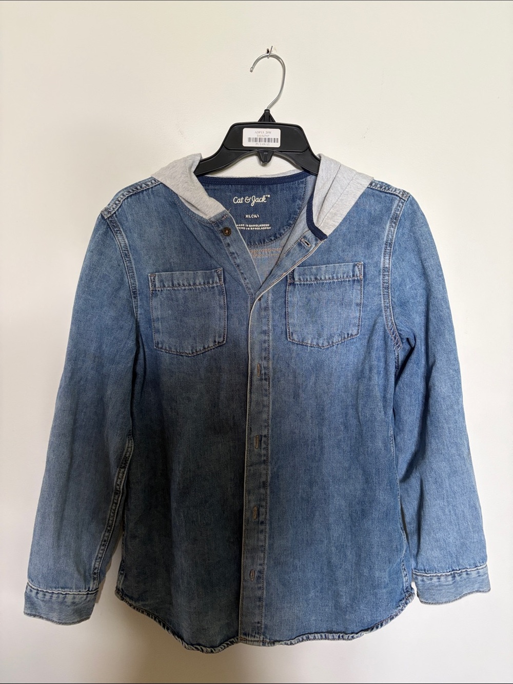 Cat & Jack Blue Denim Jacket with Gray Hood